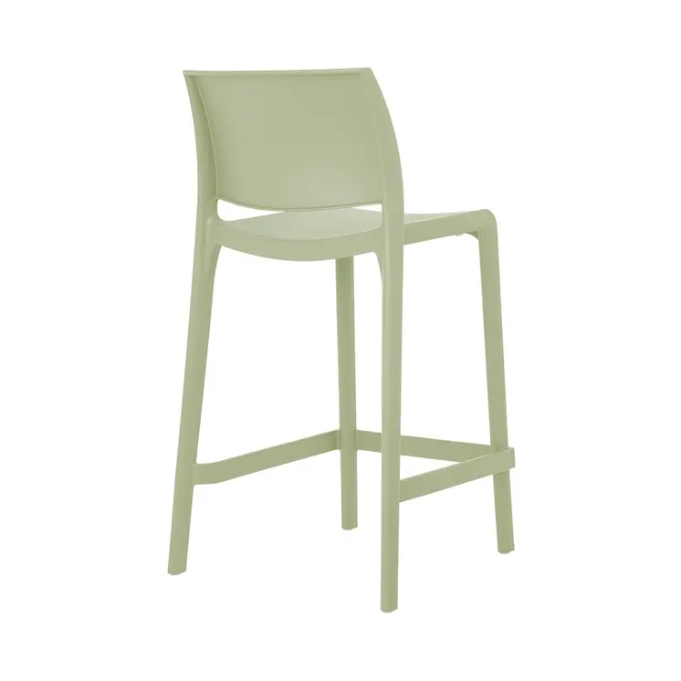 Set of Four 26" Green Heavy Duty Plastic Low Back Outdoor Counter Height Bar Chairs