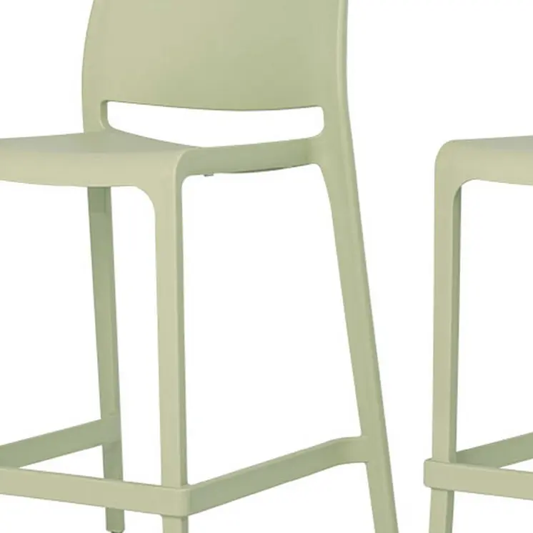 Set of Four 26" Green Heavy Duty Plastic Low Back Outdoor Counter Height Bar Chairs