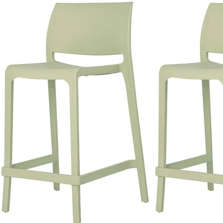 Set of Four 26" Green Heavy Duty Plastic Low Back Outdoor Counter Height Bar Chairs