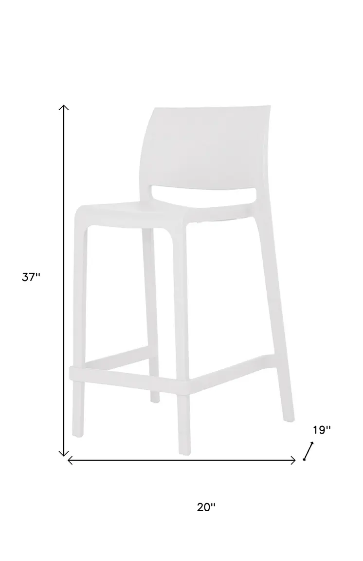 Set of Four 26" White Heavy Duty Plastic Low Back Outdoor Counter Height Bar Chairs