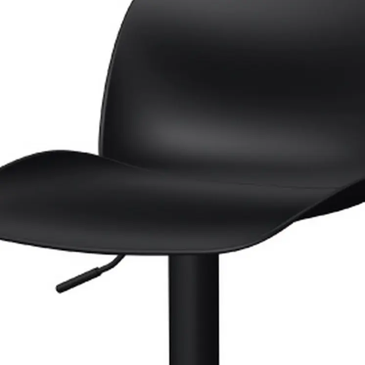 Set of Four Black Heavy Duty Plastic and Metal Mid Back Adjustable Height Swivel Bar Chairs