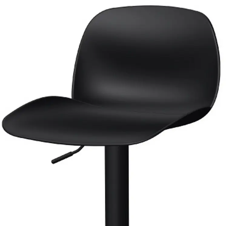 Set of Four Black Heavy Duty Plastic and Metal Mid Back Adjustable Height Swivel Bar Chairs