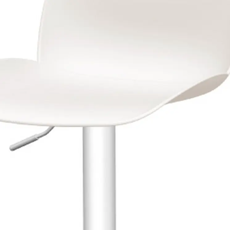Set of Four White Heavy Duty Plastic and Metal Mid Back Adjustable Height Swivel Bar Chairs