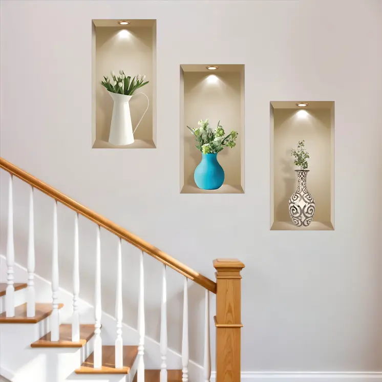 Set of Three Ava Faux Niche 3D Peel and Stick Wall Decals
