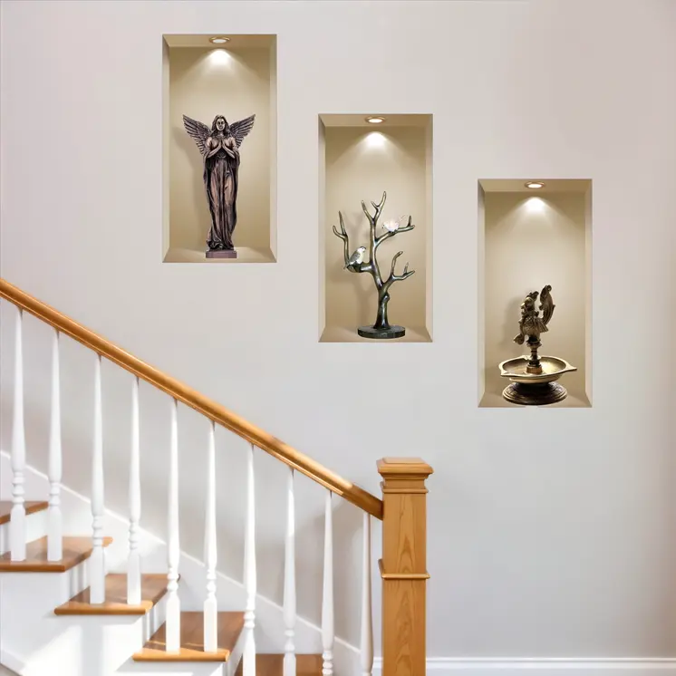 Set of Three Aca Faux Niche 3D Peel and Stick Wall Decals