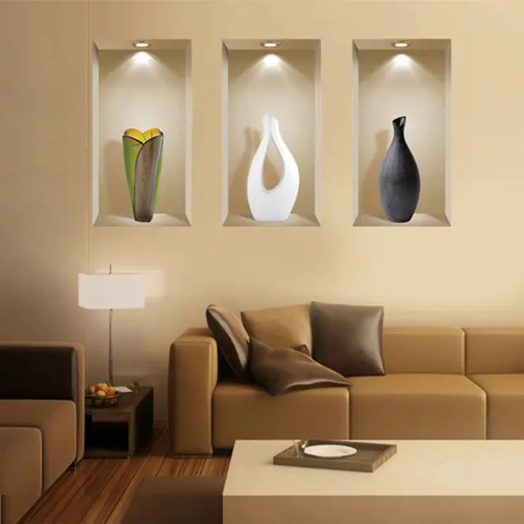 Set of Three Bot Faux Niche 3D Peel and Stick Wall Decals