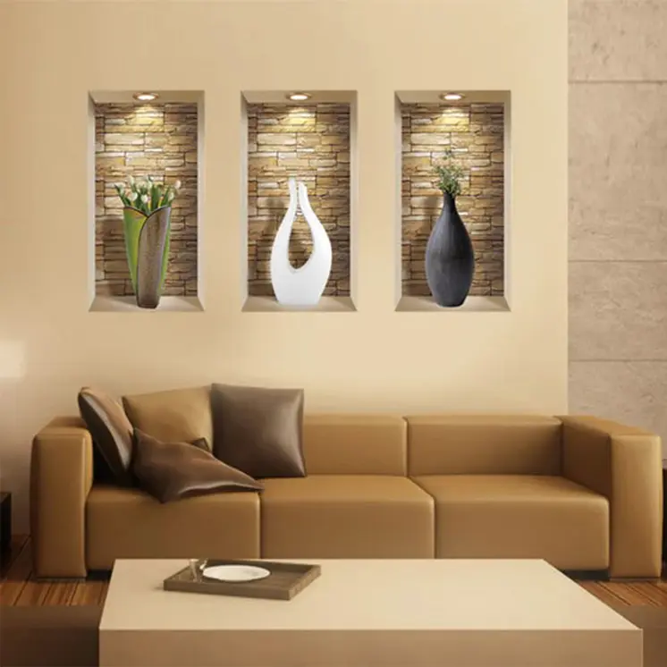 Set of Three Gin Faux Niche 3D Peel and Stick Wall Decals