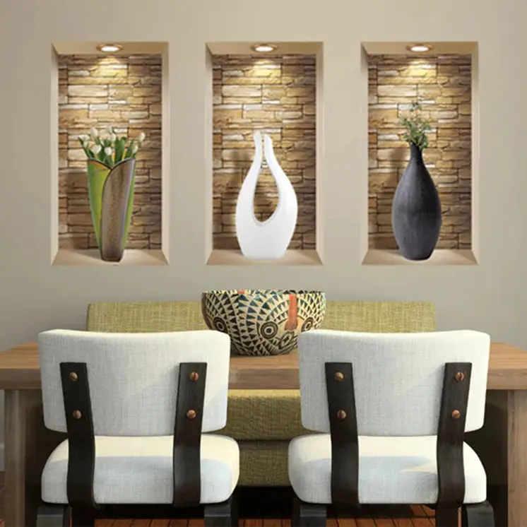 Set of Three Gin Faux Niche 3D Peel and Stick Wall Decals