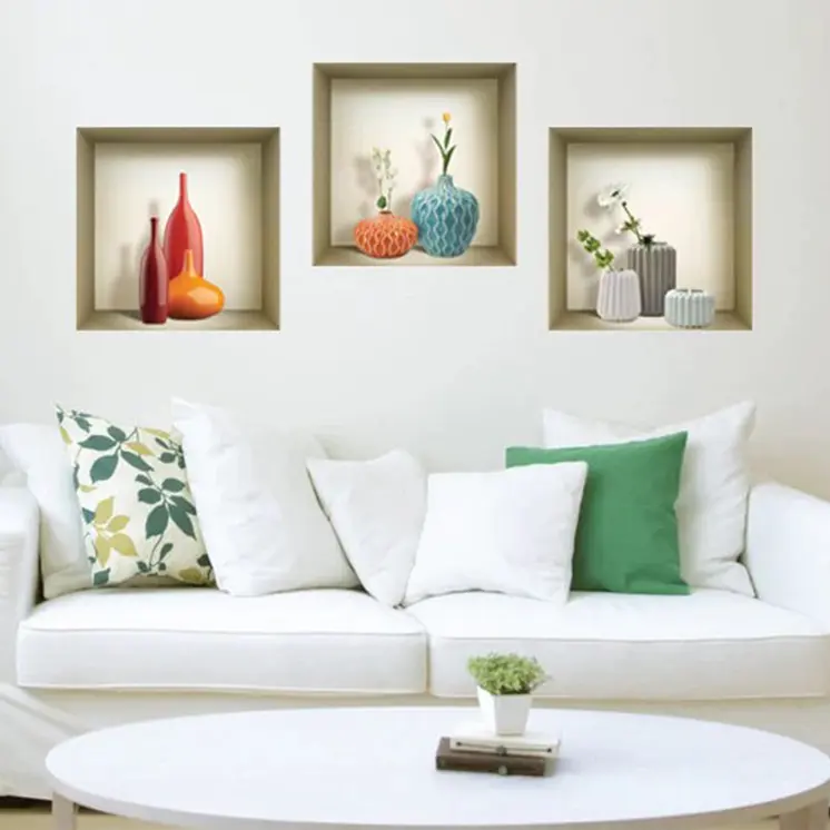 Set of Three Len Faux Niche 3D Peel and Stick Wall Decals