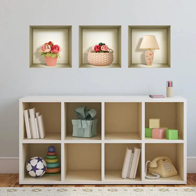 Set of Three Lil Faux Niche 3D Peel and Stick Wall Decals