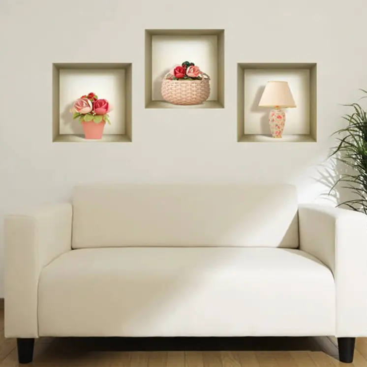 Set of Three Leo Faux Niche 3D Peel and Stick Wall Decals