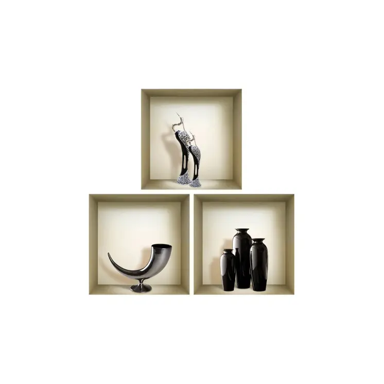 Set of Three Ian Faux Niche 3D Peel and Stick Wall Decals