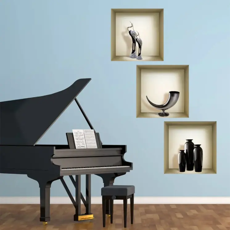 Set of Three Ian Faux Niche 3D Peel and Stick Wall Decals