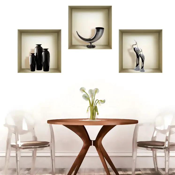 Set of Three Ian Faux Niche 3D Peel and Stick Wall Decals