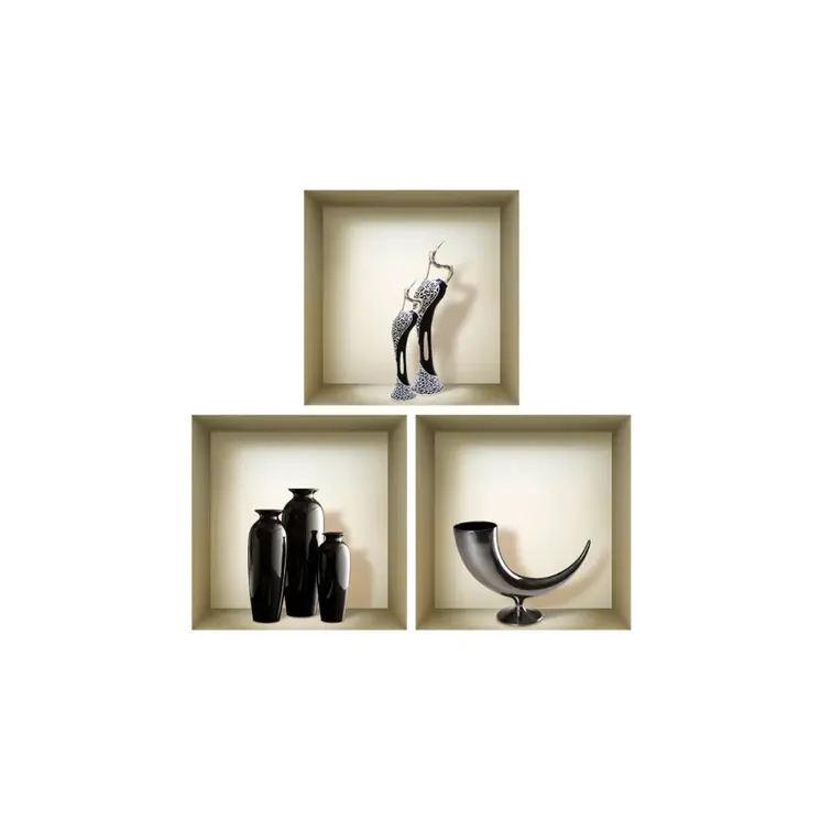 Set of Three Ian Faux Niche 3D Peel and Stick Wall Decals