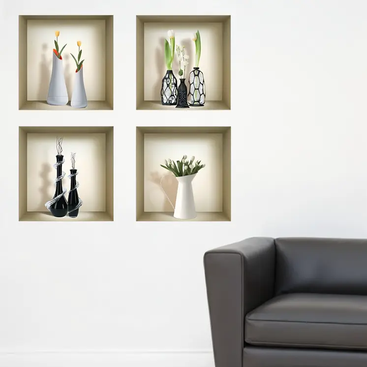 Set of Four Ivy Faux Niche 3D Peel and Stick Wall Decals