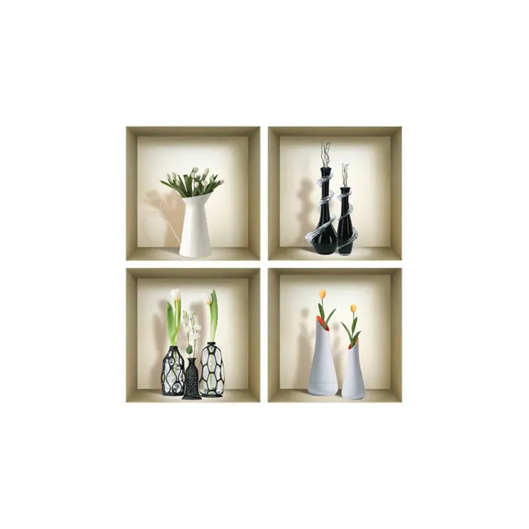 Set of Four Ivy Faux Niche 3D Peel and Stick Wall Decals
