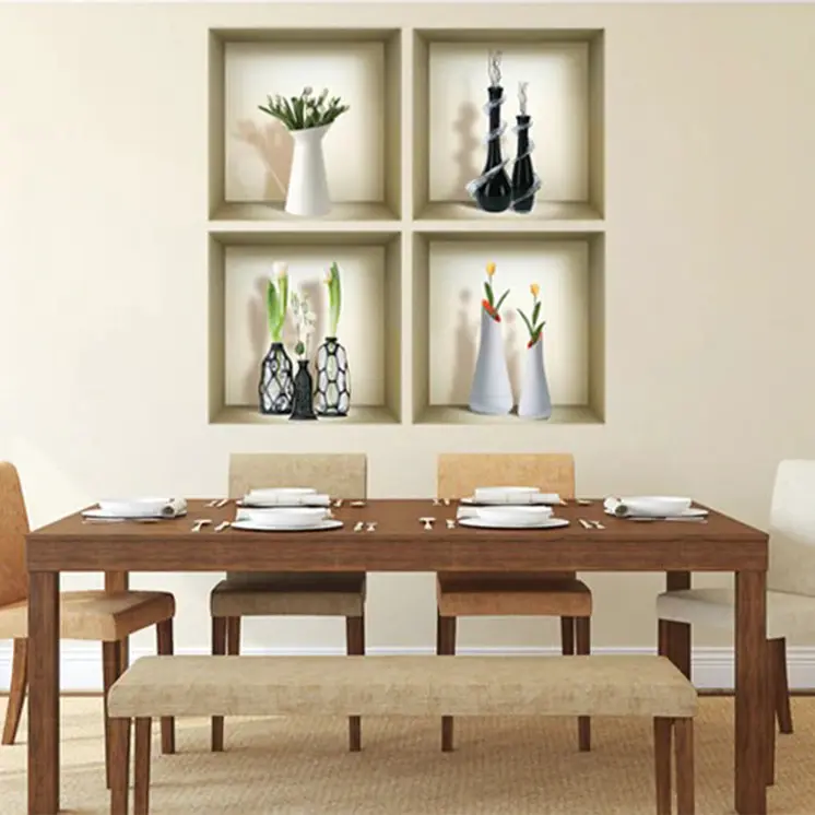 Set of Four Ari Faux Niche 3D Peel and Stick Wall Decals