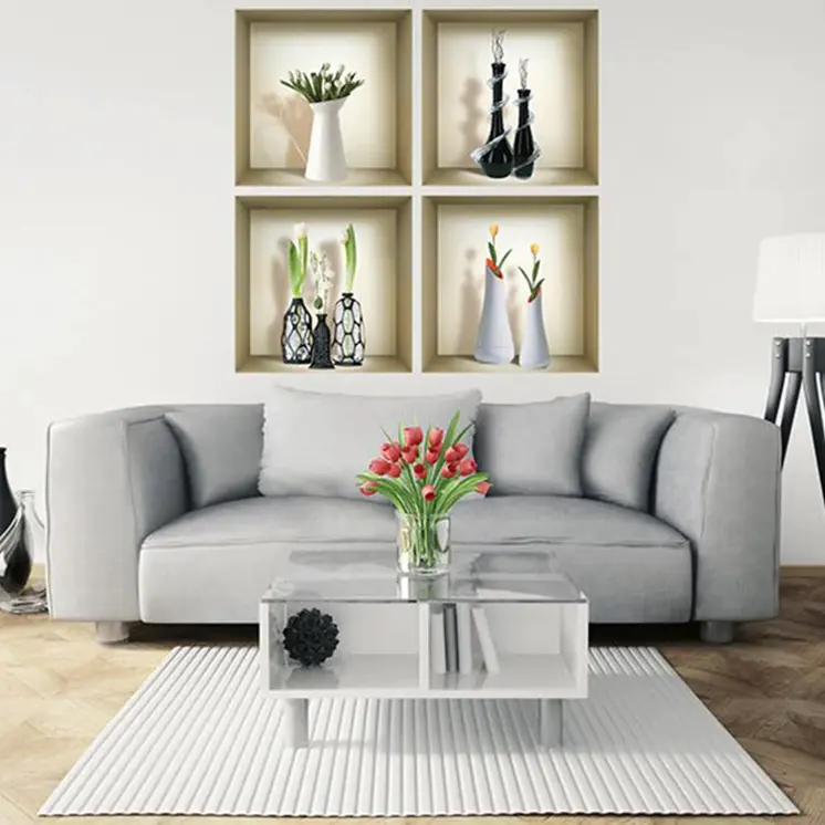 Set of Four Ari Faux Niche 3D Peel and Stick Wall Decals