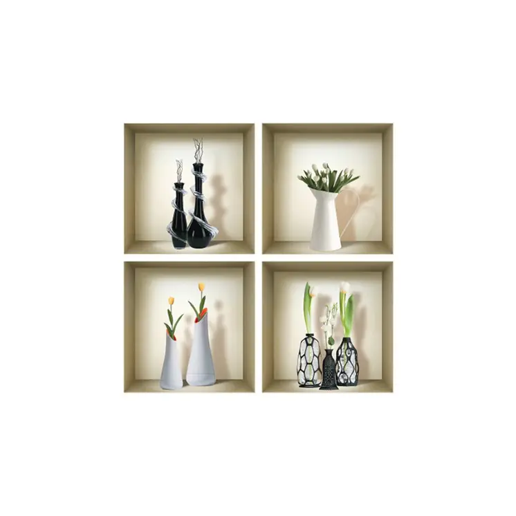 Set of Four jay Faux Niche 3D Peel and Stick Wall Decals