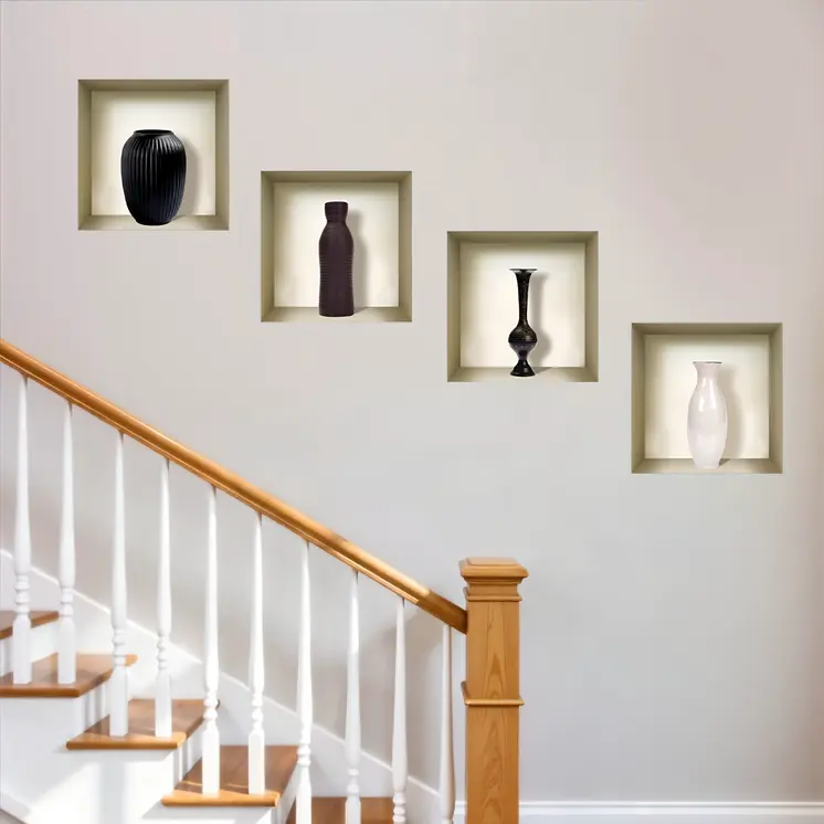 Set of Four Rio Faux Niche 3D Peel and Stick Wall Decals