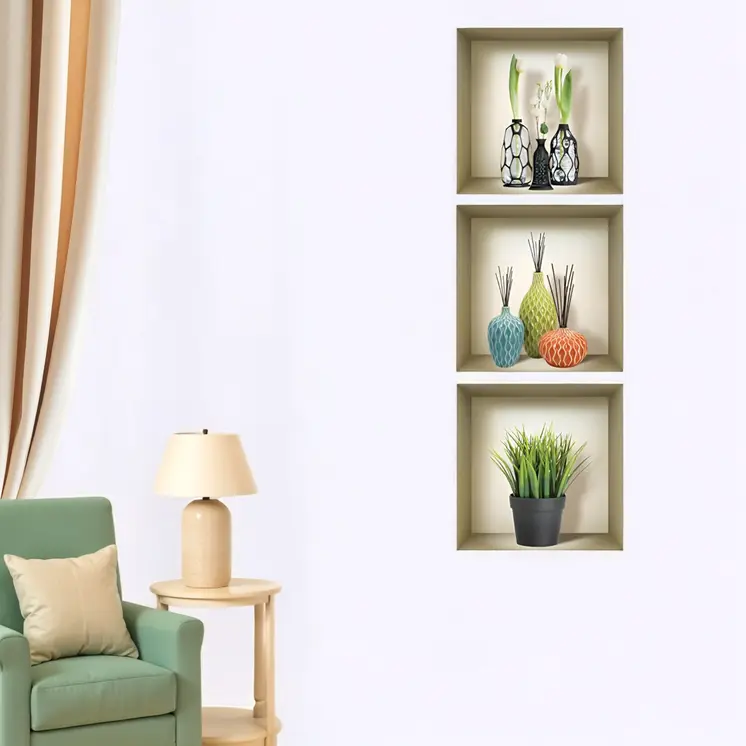 Set of Three Joy Faux Niche 3D Peel and Stick Wall Decals