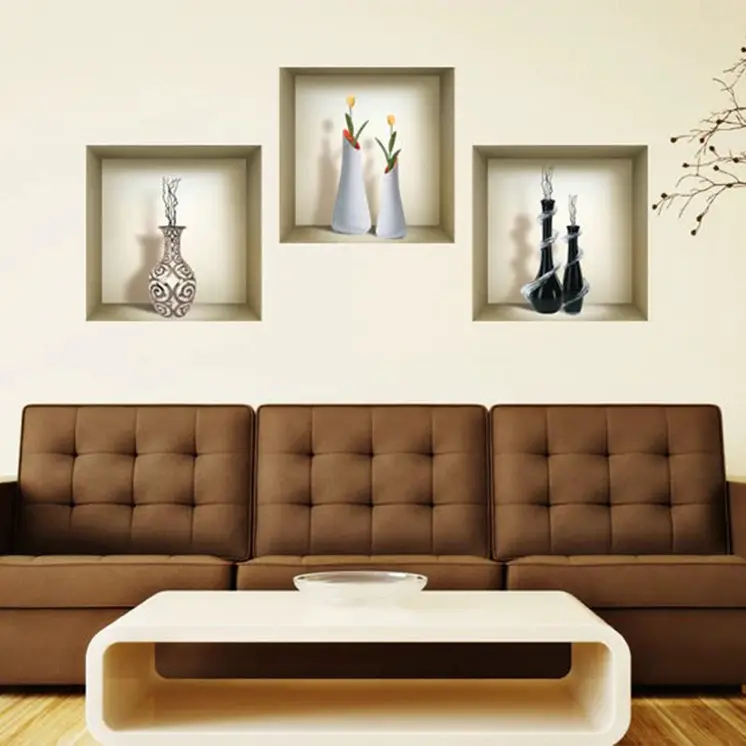 Set of Three Ray Faux Niche 3D Peel and Stick Wall Decals