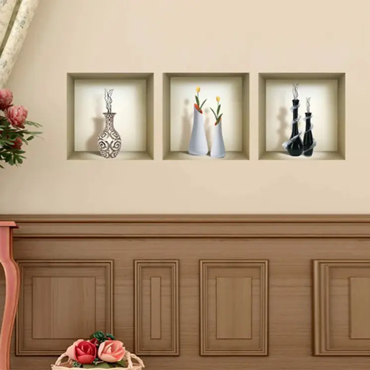 Set of Three Ray Faux Niche 3D Peel and Stick Wall Decals