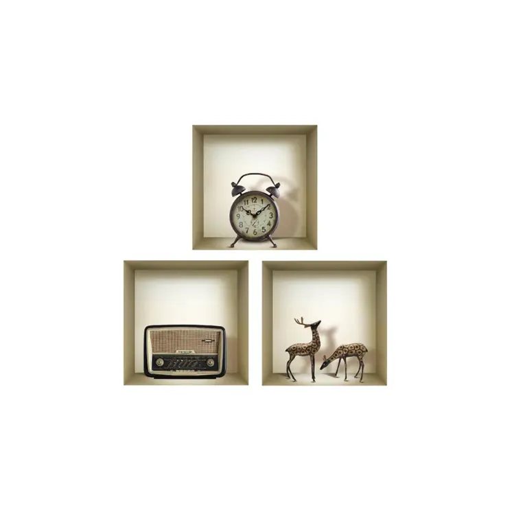 Set of Three Aya Faux Niche 3D Peel and Stick Wall Decals