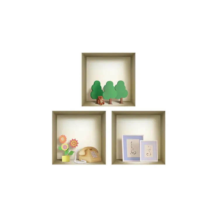 Set of Three May Faux Niche 3D Peel and Stick Wall Decals