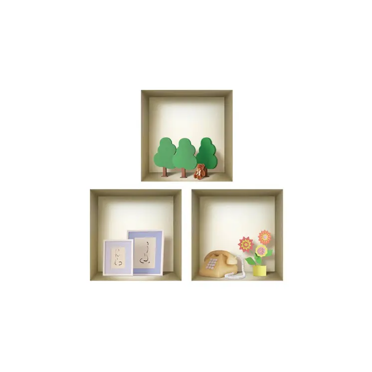 Set of Three May Faux Niche 3D Peel and Stick Wall Decals