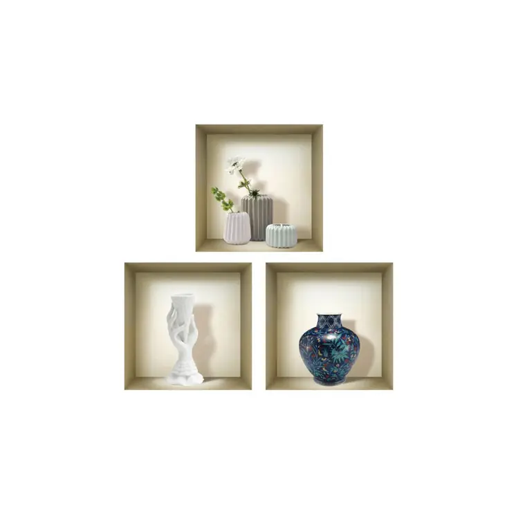 Set of Three Ren Faux Niche 3D Peel and Stick Wall Decals