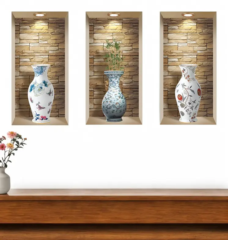 Set of Three Rue Faux Niche 3D Peel and Stick Wall Decals