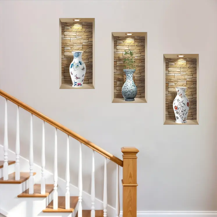 Set of Three Rue Faux Niche 3D Peel and Stick Wall Decals