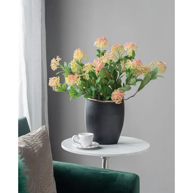 10" Black And Gold Cast Aluminum Oval Table Vase