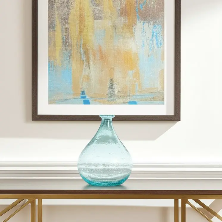 10" Aqua Bud Glass Table Vase
