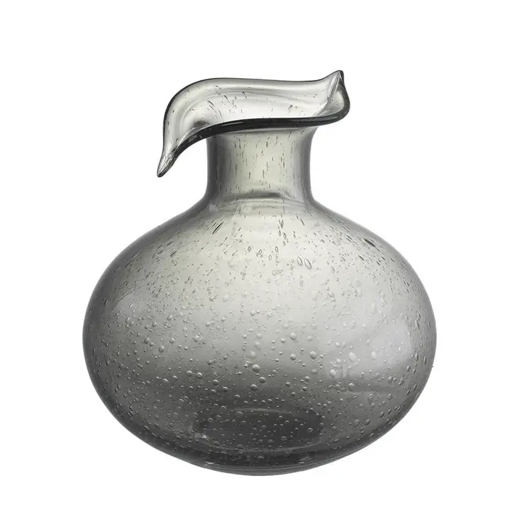 9" Light Gray Round Glass Table Vase
