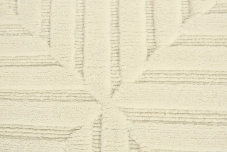 6' X 9' Ivory Wool Geometric Hand Knotted Area Rug