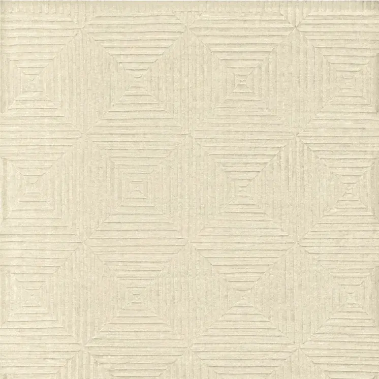 6' X 9' Ivory Wool Geometric Hand Knotted Area Rug