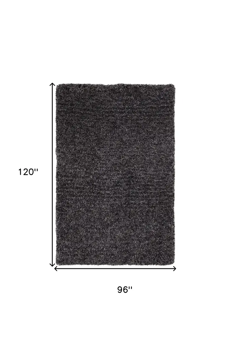 8' X 10' Black Shag Hand Tufted Area Rug