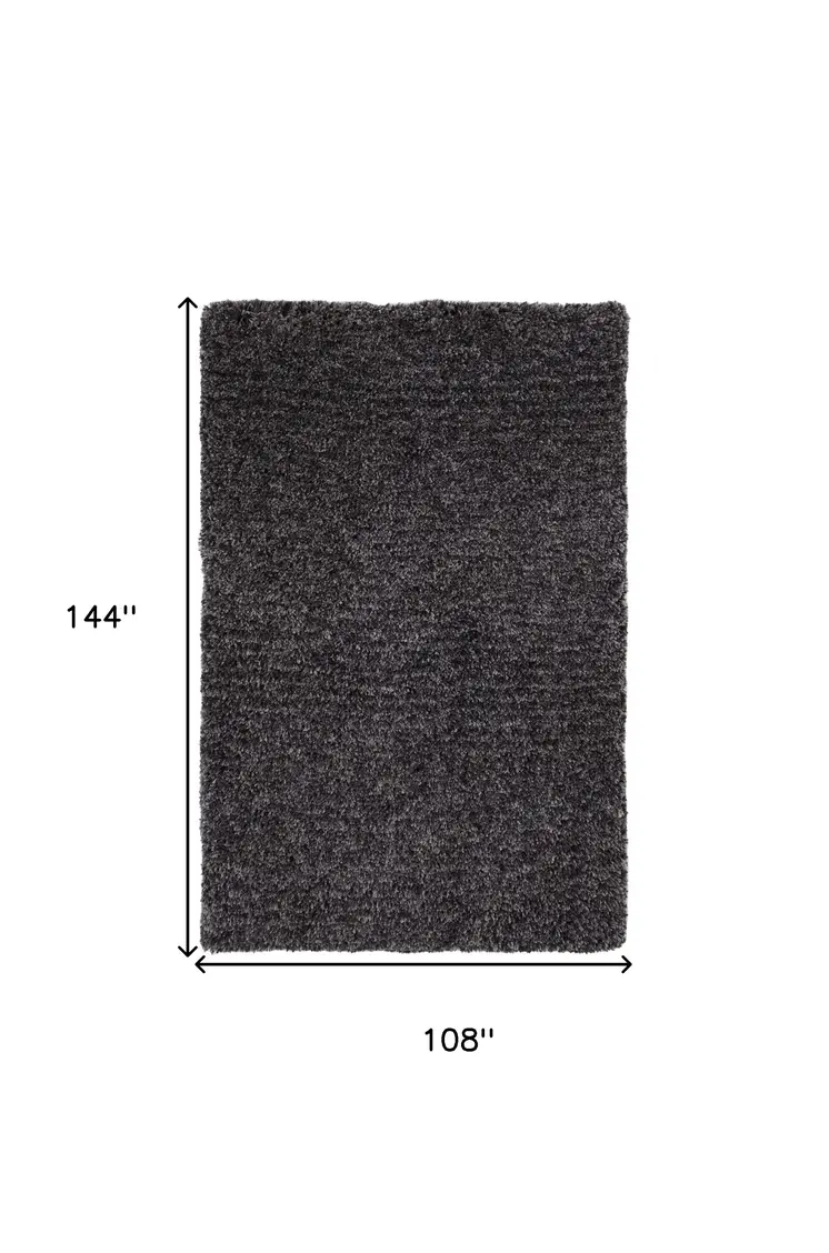 9' X 12' Black Shag Hand Tufted Area Rug