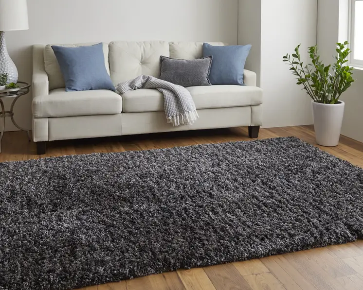 10' X 14' Black Shag Hand Tufted Area Rug