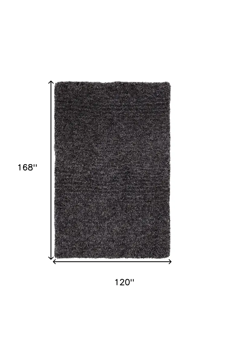 10' X 14' Black Shag Hand Tufted Area Rug