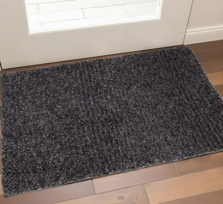 2' X 3' Black Shag Hand Tufted Area Rug