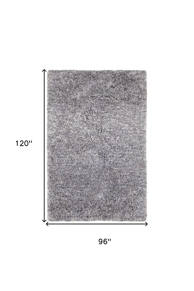 8' X 10' Gray Shag Hand Tufted Area Rug