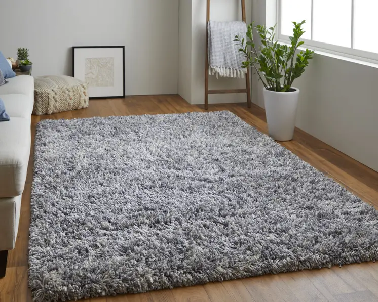8' X 10' Gray Shag Hand Tufted Area Rug