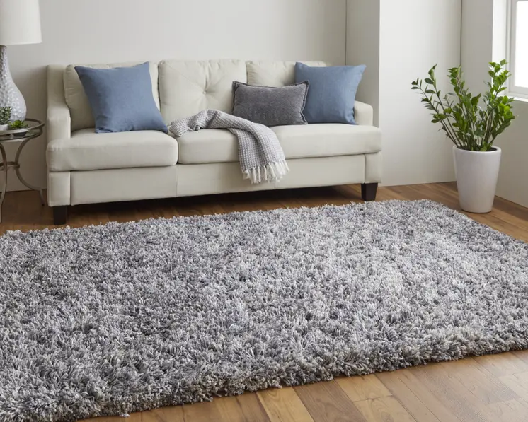 8' X 10' Gray Shag Hand Tufted Area Rug