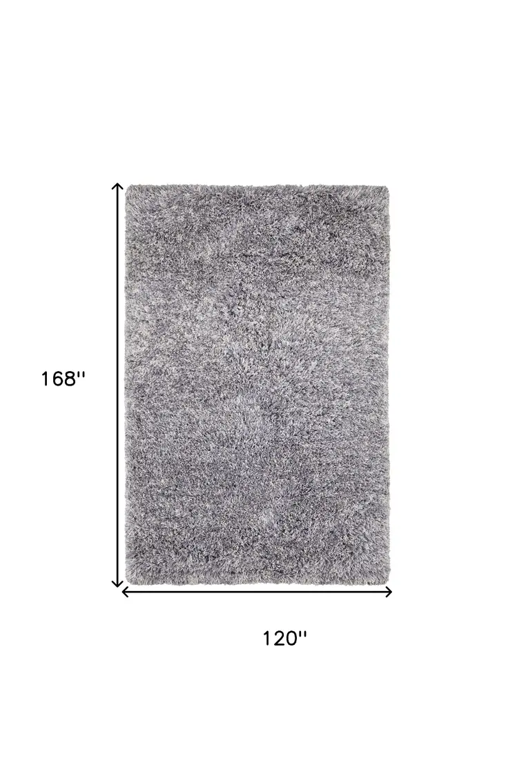 10' X 14' Gray Shag Hand Tufted Area Rug