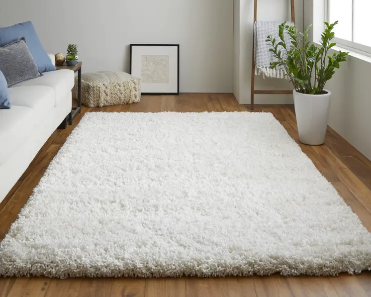 4' X 6' Ivory Shag Hand Tufted Area Rug