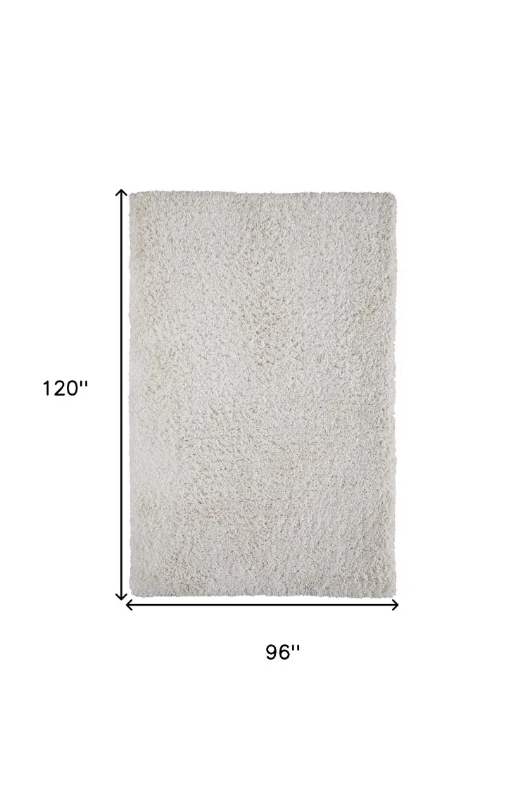 8' X 10' Ivory Shag Hand Tufted Area Rug